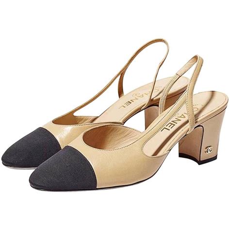 chanel black and beige shoes|chanel slingback beige and black.